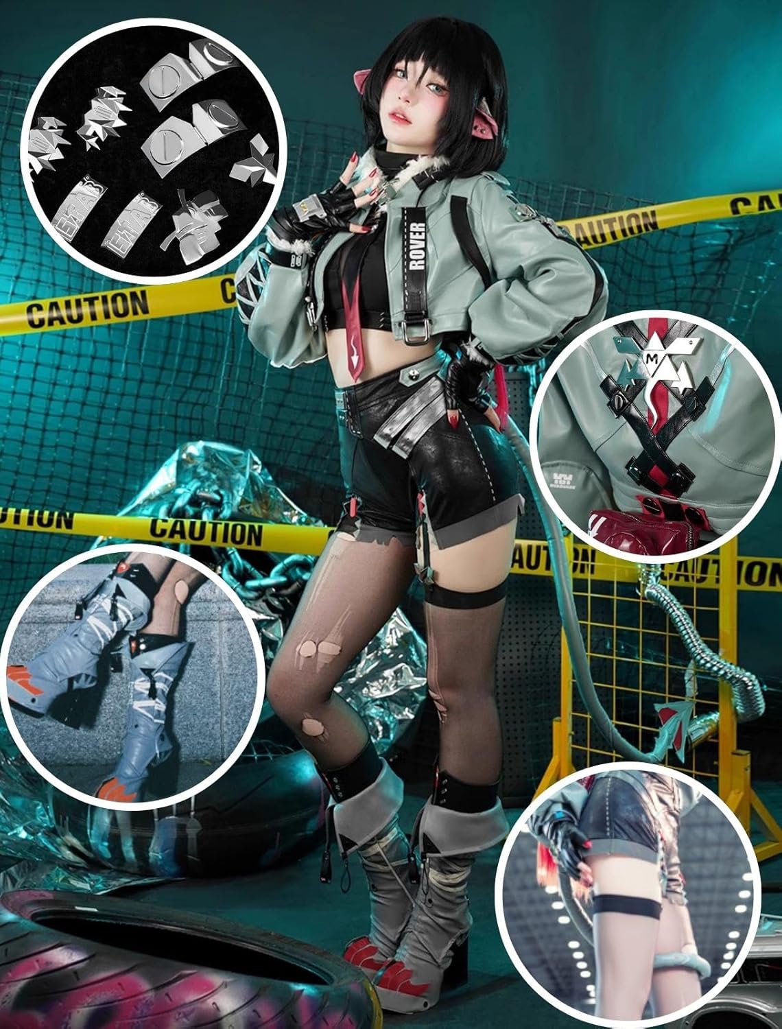 ゼンゼロ ZZZ  ジェーン・ドゥ 尻尾付き　コスプレ衣装 ネズミ コスチュームセット 金属アクセサリー