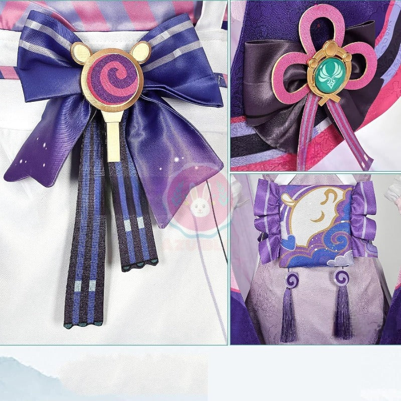 原神 夢見月瑞希 コスプレ衣装 耳飾り付き しっぽ付き コスチュームセット 着物 和服 夢喰いバク  イベント