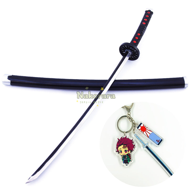Nakorara　ミニチュア　鬼滅の刃　炭治郎　ヒノカミ神楽　ダイキャスト製　26cm　ミニ日輪刀　合金製　コスプレ　道具　飾り　キーホルダー　プレゼント　刀剣　ハロウィン　おもちゃ