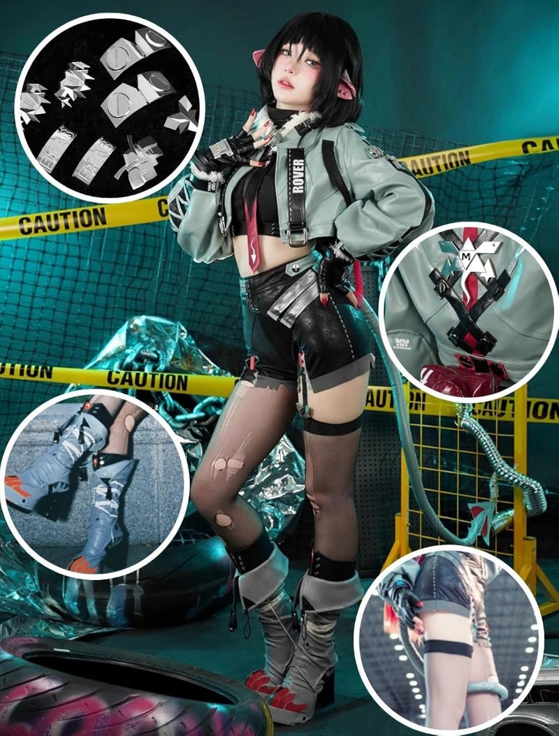 ゼンゼロ ZZZ  ジェーン・ドゥ 尻尾付き　コスプレ衣装 ネズミ コスチュームセット 金属アクセサリー