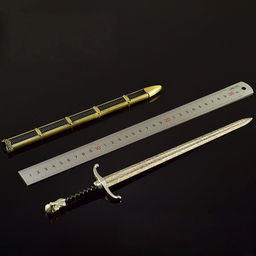Nakorara ゲーム・オブ・スローンズ　Longclaw　長爪剣　西洋剣モデル　ダマスカス波紋仕上げ  誓約の剣 30cm アクセサリー　おもちゃ　鞘付き　Game of Thrones　模造刀 レプリカ 手遊び モデル レプリカ 武士ver 1/4スケール 合金製 塗装済み 完成品 フィギュア 合金製 お歳暮 おみやげ　武器モデルnamini019　