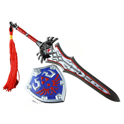 Nakorara　ゼルダの伝説　近衛の両手剣＋ハイリアの盾　2個セット　ダイキャスト製　おもちゃ　武器レプリカ　卓上装備品　イベント　武器モデル　塗装済み可動フィギュア