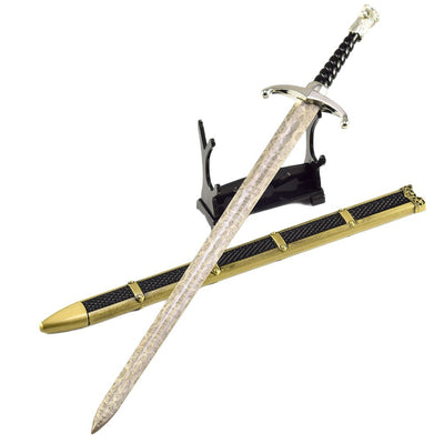 Nakorara ゲーム・オブ・スローンズ　Longclaw　長爪剣　西洋剣モデル　ダマスカス波紋仕上げ  誓約の剣 30cm アクセサリー　おもちゃ　鞘付き　Game of Thrones　模造刀 レプリカ 手遊び モデル レプリカ 武士ver 1/4スケール 合金製 塗装済み 完成品 フィギュア 合金製 お歳暮 おみやげ　武器モデルnamini019　