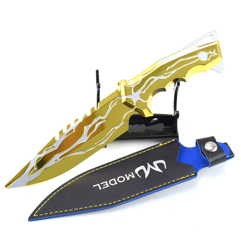 nakorara VALORANT スマイト ナイフ 22cm ミニ武器モデル｜黄金色 亜鉛合金製+収納革ケース付 14歳以上対象