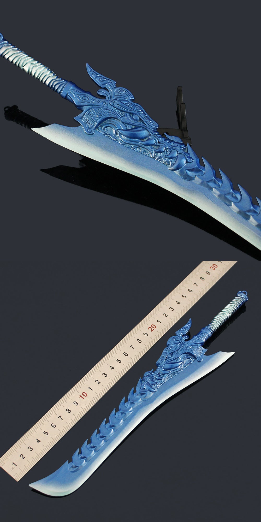 Nakorara　中国アニメ映画『ナタ』ナタ2　東海竜王　敖光　大剣　30cm　青色　ダイキャスト製　武器レプリカ　武器モデル　おもちゃ　フィギュア　