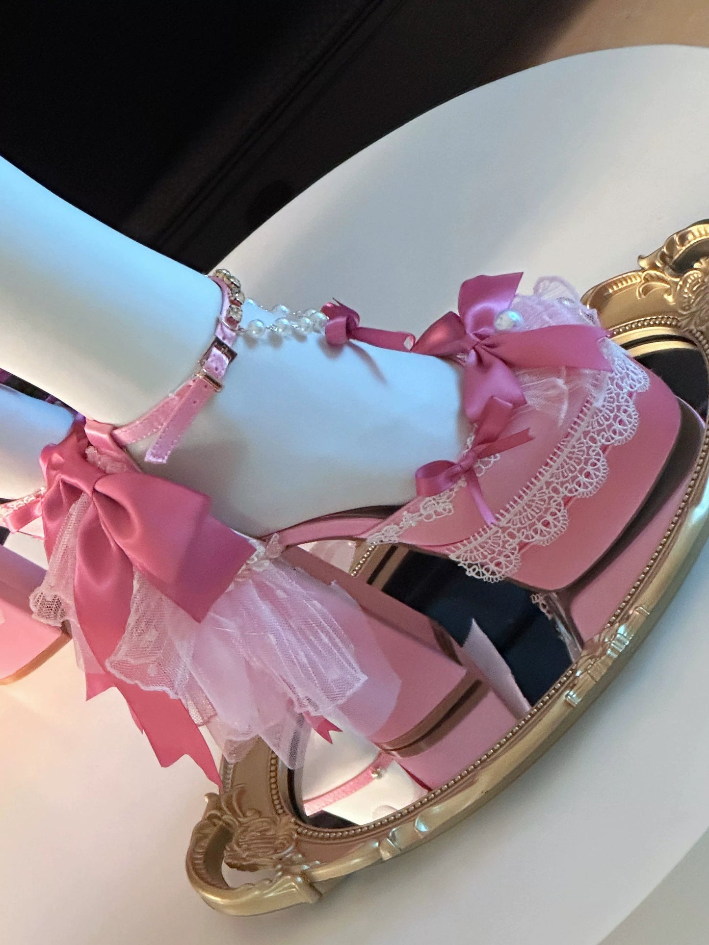 Nakorara ピンク色　地雷系　ロリータ　シューズ　ブーツ　花嫁　底14cm　5.5cm　ヒールパンプス　かわいい　アクセサリー