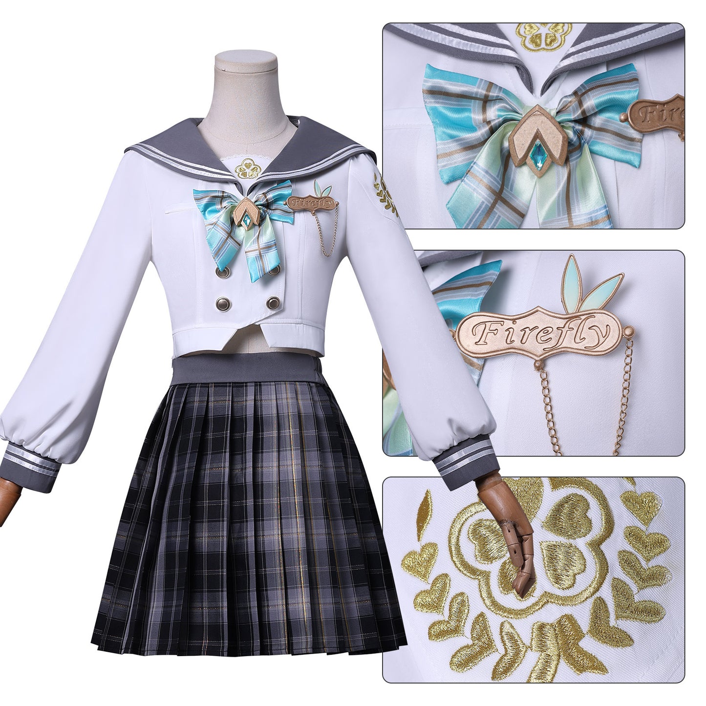 Nakorara 崩壊スターレイル　ホタル　JK服　セーラー服　刺繡ロゴ　夏　春の贈り物　スターレイル　コスチューム　コスプレ衣装