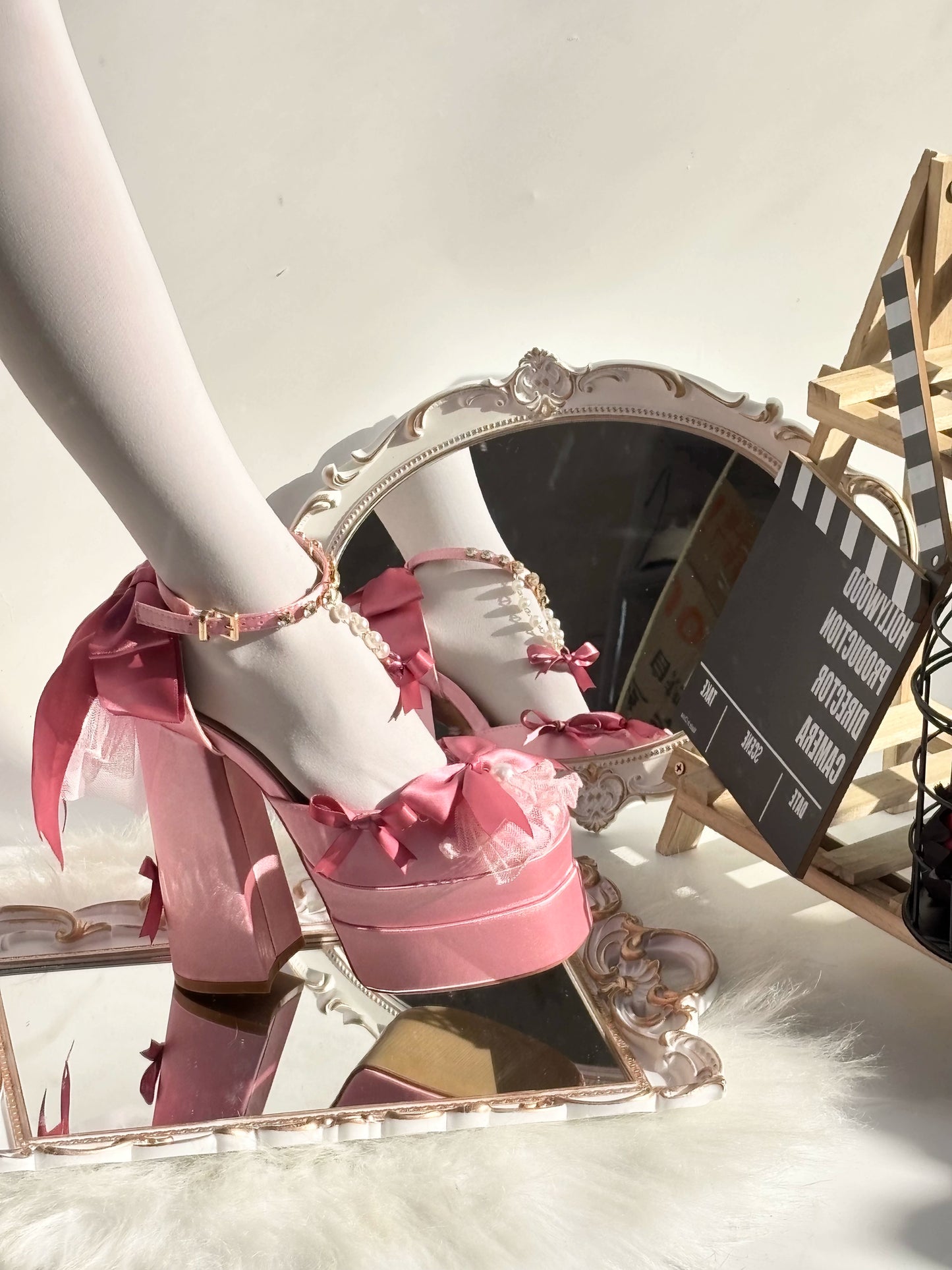 Nakorara ピンク色　地雷系　ロリータ　シューズ　ブーツ　花嫁　底14cm　5.5cm　ヒールパンプス　かわいい　アクセサリー
