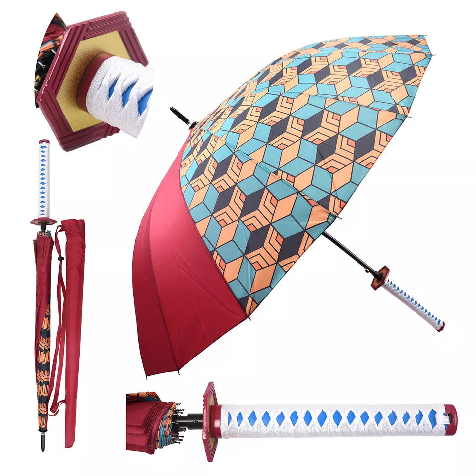 Nakorara　鬼滅の刃 無限城編　 炭治郎　我妻 善逸　Umbrella 　戦国　 カバー付き 冨岡 義勇　杏寿郎　胡蝶 しのぶ　無一郎　傘　長傘　100㎝　コスプレ道具　二次会/周年記念　アクセサリー　