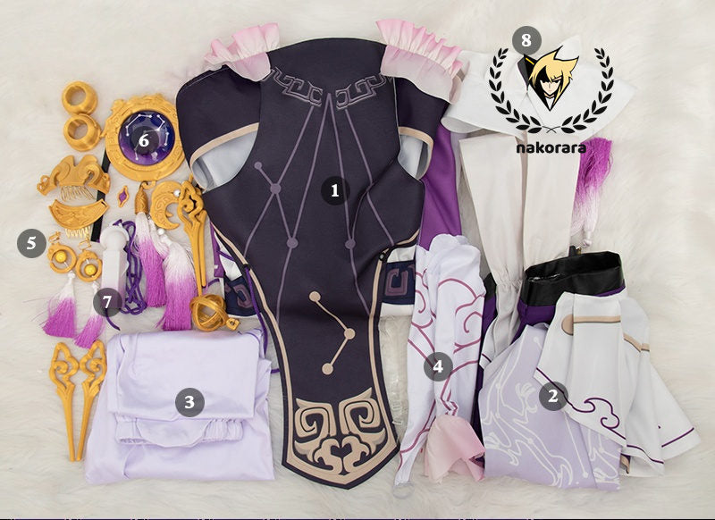 【最終処分】在庫限りで販売終了　Nakorara　崩壊:スターレイル 符玄　コスプレ衣装　3d樹脂製パーツ　Fu Xuan　costume　仙舟「羅浮」太卜司の長　イベント　仮装