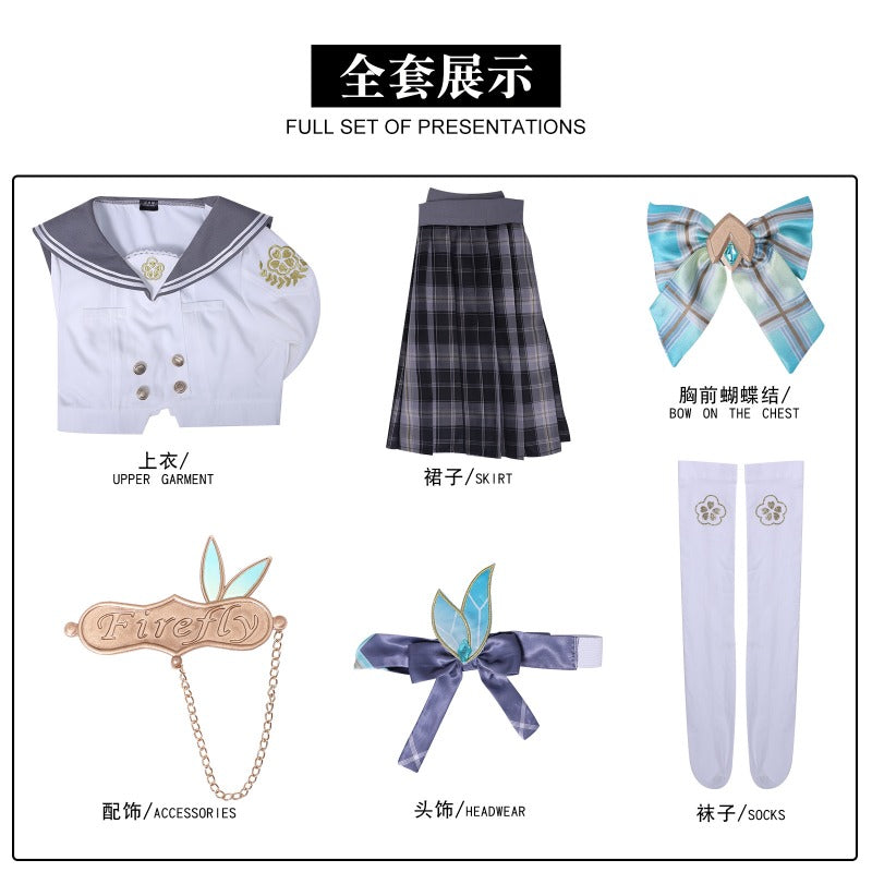 Nakorara 崩壊スターレイル　ホタル　JK服　セーラー服　刺繡ロゴ　夏　春の贈り物　スターレイル　コスチューム　コスプレ衣装