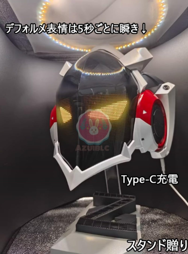 ゼンゼロ ビリー 仮面コスプレ道具  電子スクリーンVer 8表情 スタンド付き 手作り マスク 高完成度 黒 お面 コスプレ 小道具 グッズ コスプレ小物 萌えグッズ