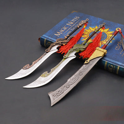 Nakorara　NARAKA:BLADEPOINT　ダイキャスト　村正　安定剣　 赤影の妖刀　レプリカ武器 残霄　剣 ミニチュアモデル 永劫無間 短剣 22cm スケールダウン版 太刀 模擬武器 槍 17cm 合金武器　22cm　おもちゃ　装備品　文房具 卓上に飾り