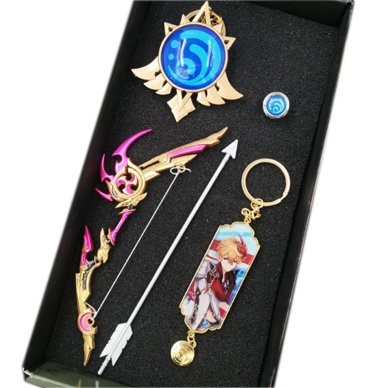 Nakorara 原神（げんしん） アンバー ミニチュア　ミニ武器 装備品 合金 武器模型 DIY ミニチュア おもちゃ 塗装済み完成品 日本剣 武将 インテリア装備品 ゲームアクセサリー