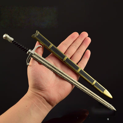 Nakorara ゲーム・オブ・スローンズ　Longclaw　長爪剣　西洋剣モデル　ダマスカス波紋仕上げ  誓約の剣 30cm アクセサリー　おもちゃ　鞘付き　Game of Thrones　模造刀 レプリカ 手遊び モデル レプリカ 武士ver 1/4スケール 合金製 塗装済み 完成品 フィギュア 合金製 お歳暮 おみやげ　武器モデルnamini019　