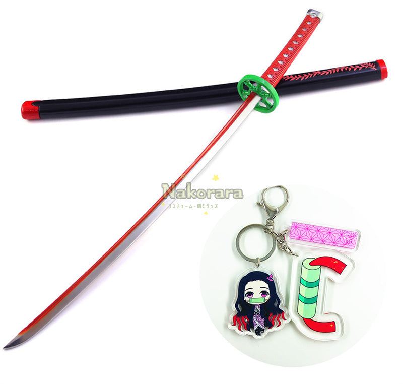 Nakorara　ミニチュア　鬼滅の刃　炭治郎　ヒノカミ神楽　ダイキャスト製　26cm　ミニ日輪刀　合金製　コスプレ　道具　飾り　キーホルダー　プレゼント　刀剣　ハロウィン　おもちゃ