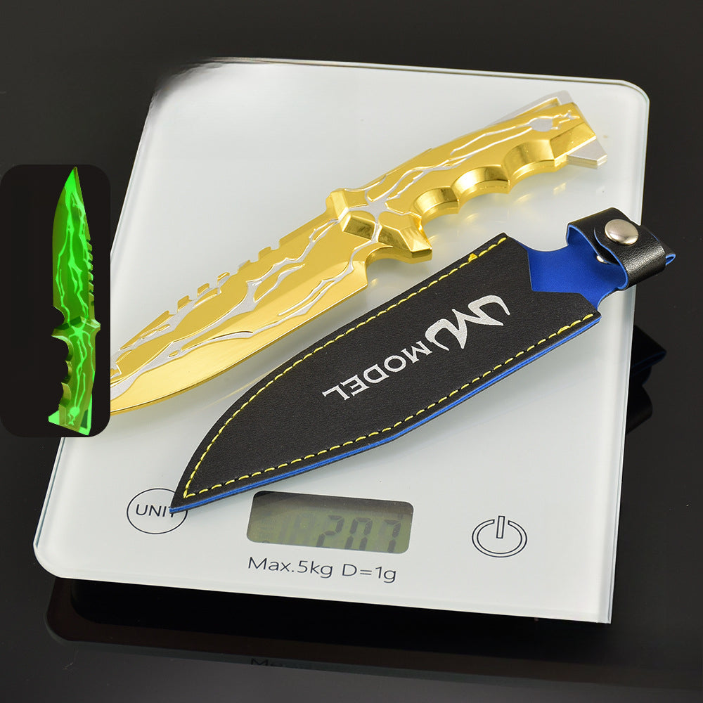 nakorara VALORANT スマイト ナイフ 22cm ミニ武器モデル｜黄金色 亜鉛合金製+収納革ケース付 14歳以上対象