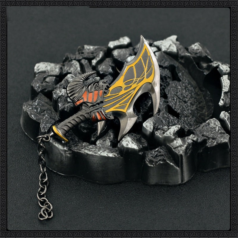 Nakorara ゴッド・オブ・ウォー ラグナロク God of War  Kratos クレイトス 斧  手遊び 16cm ミニ武器 斧 14cm 装備品 合金 塗装済み完成品  東洋剣 武将 インテリア装備品 ゲーム ミニ武器 道具