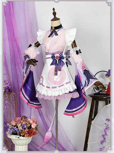 原神 夢見月瑞希 コスプレ衣装 耳飾り付き しっぽ付き コスチュームセット 着物 和服 夢喰いバク  イベント