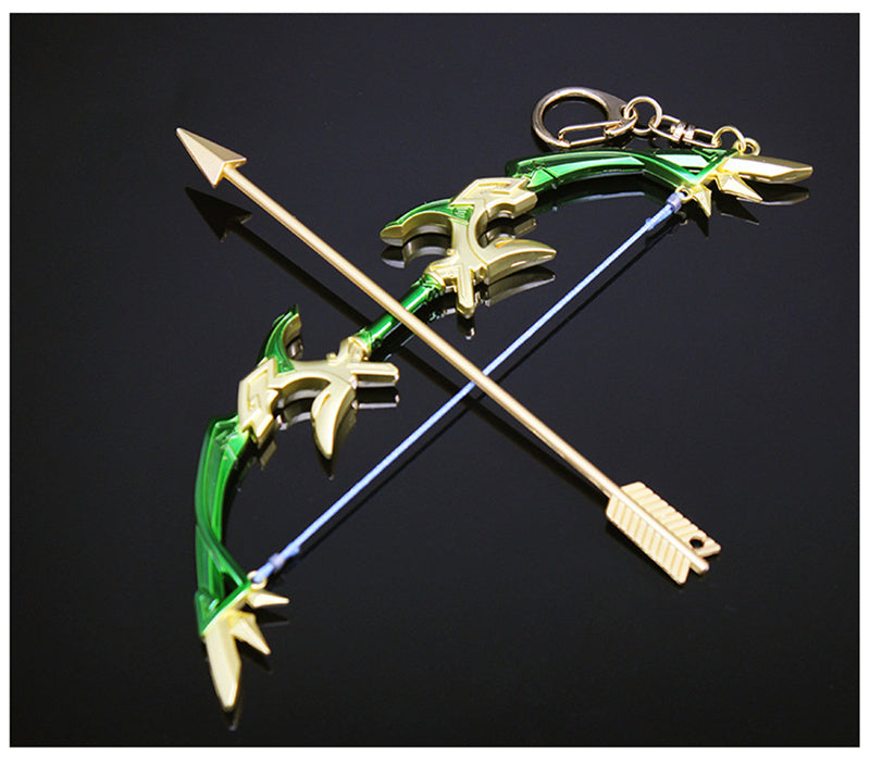 Nakorara　原神　蒼翠の狩猟弓 17cm ミニチュア　武器モデル　ダイキャスト製　装備品　アクセサリー　武器ファン向け　おもちゃ　レプリカ