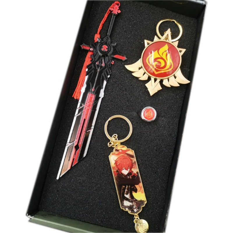 Nakorara 原神（げんしん） アンバー ミニチュア　ミニ武器 装備品 合金 武器模型 DIY ミニチュア おもちゃ 塗装済み完成品 日本剣 武将 インテリア装備品 ゲームアクセサリー