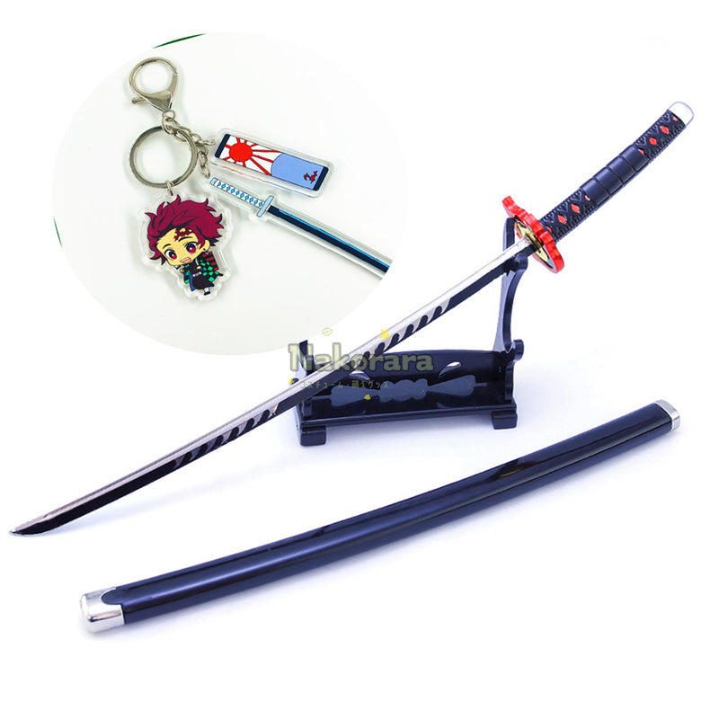 Nakorara　ミニチュア　鬼滅の刃　炭治郎　ヒノカミ神楽　ダイキャスト製　26cm　ミニ日輪刀　合金製　コスプレ　道具　飾り　キーホルダー　プレゼント　刀剣　ハロウィン　おもちゃ
