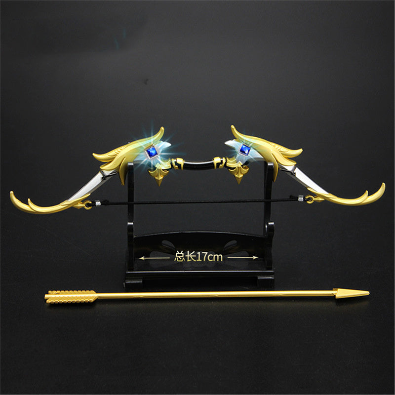 Nakorara　原神　西風猟弓　17cm ミニチュア　チェーンブレイカー　武器モデル　キーホルダー　ダイキャスト製　装備品　アクセサリー　武器ファン向け　おもちゃ　レプリカ