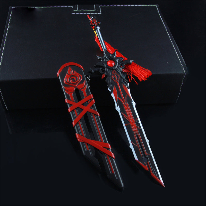 Nakorara　原神　狼の末路 21cm  鞘付ミニチュア　武器モデル　ダイキャスト製　装備品　アクセサリー　武器ファン向け　おもちゃ　レプリカ