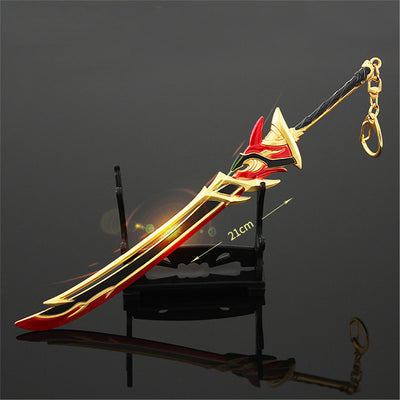 Nakorara　原神　両手剣  赤角石塵滅砕 21cm　ミニチュア　武器モデル　ダイキャスト製　装備品　アクセサリー　武器ファン向け　おもちゃ　レプリカ
