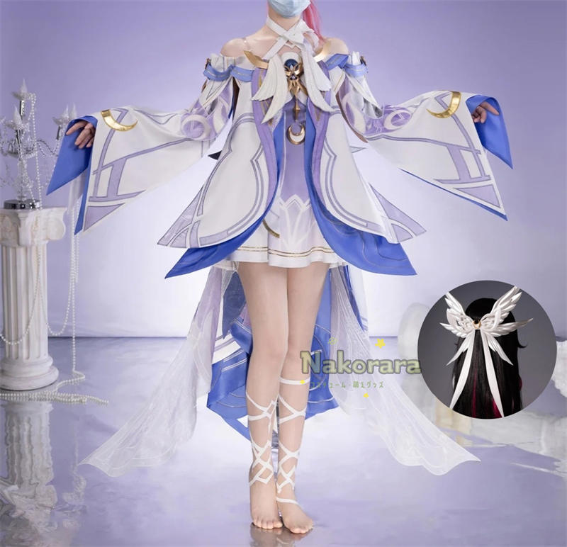 Nakorara　原神　コロンビーナ　執行官・第三位 コスプレ衣装 ナド・クライ　3d樹脂製髪飾り　少女　コスチューム Damselette Columbina　月の少女 イベント　仮装