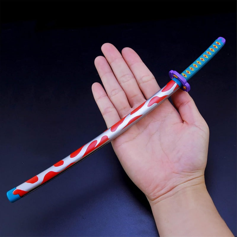 Nakorara　鬼滅の刃　日輪刀ミニ刀剣 26cm ヒノカミ神楽 日輪刀 ナイフ 刀掛台送り おもちゃ インテリア装備品 コスプレ 日本刀 装備品 クリスマスプレゼント ハロウィン 舞台化 飾り